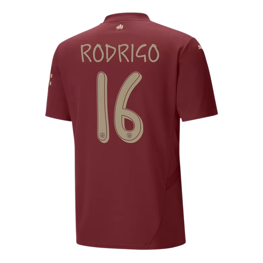 Camisola MCI 2024-25 Alternativa Vermelha UCL Versão Adepto RODRIGO #16