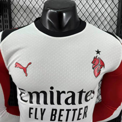 Camisola Manga Comprida Ac Milan 2025-26 Alternativa Branca Versão Jogador