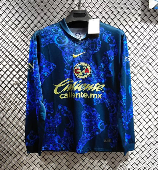 Camisola Manga Comprida CF America 2024-25 Alternativa Azul Versão Adepto