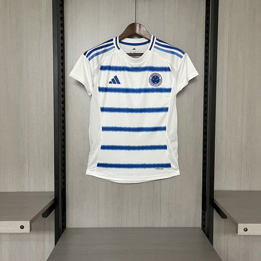 Camisola Cruzeiron EC 2025-26 Alternativa Branca Lisa Versão Mulher