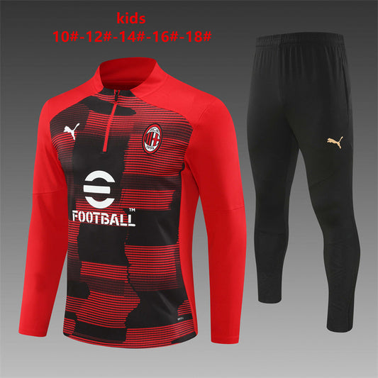 Fato Treino Criança AC Milan  2024-25 - Camisola com Fecho