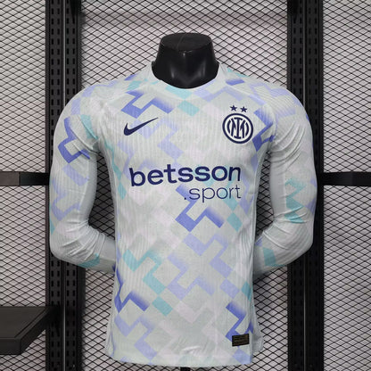 Camisola Manga Comprida Inter Milão 2025-26 Alternativa Branca Versão Jogador