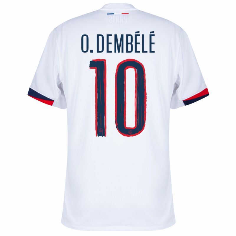 Camisola FC Paris Saint-Germain 2024-25 Alternativa Branca UCL Versão Adepto O.DEMBÉLÉ #10