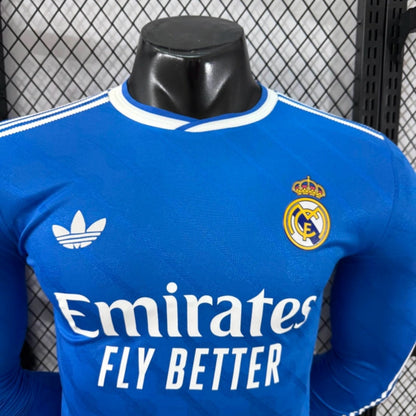 Camisola Manga Comprida Real Madrid CF 2025-26 Alternativa Azul Versão Jogador