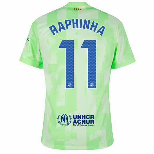 Camisola FC Barcelona 2024-25 Alternativa Verde Versão Adepto RAPHINHA #11